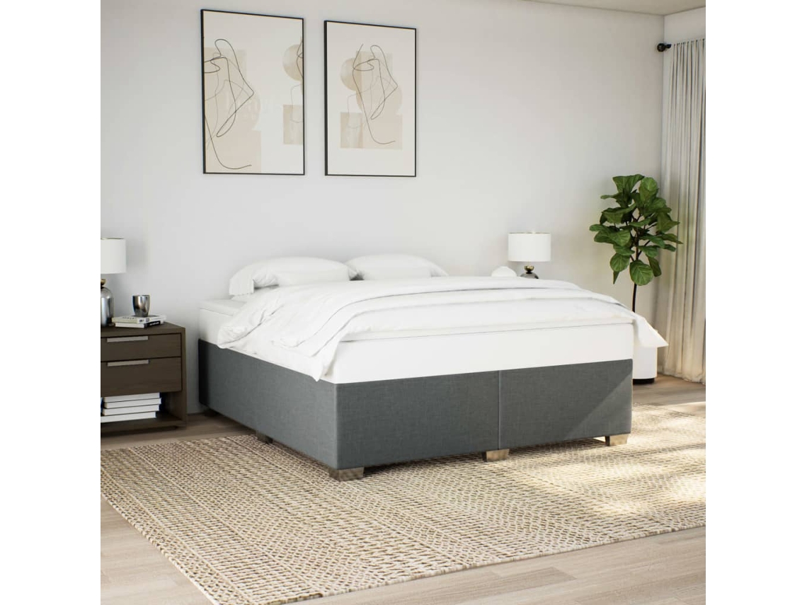 Estrutura De Cama Sem Colchão 200x200 Cm Tecido Cinzento-escuro