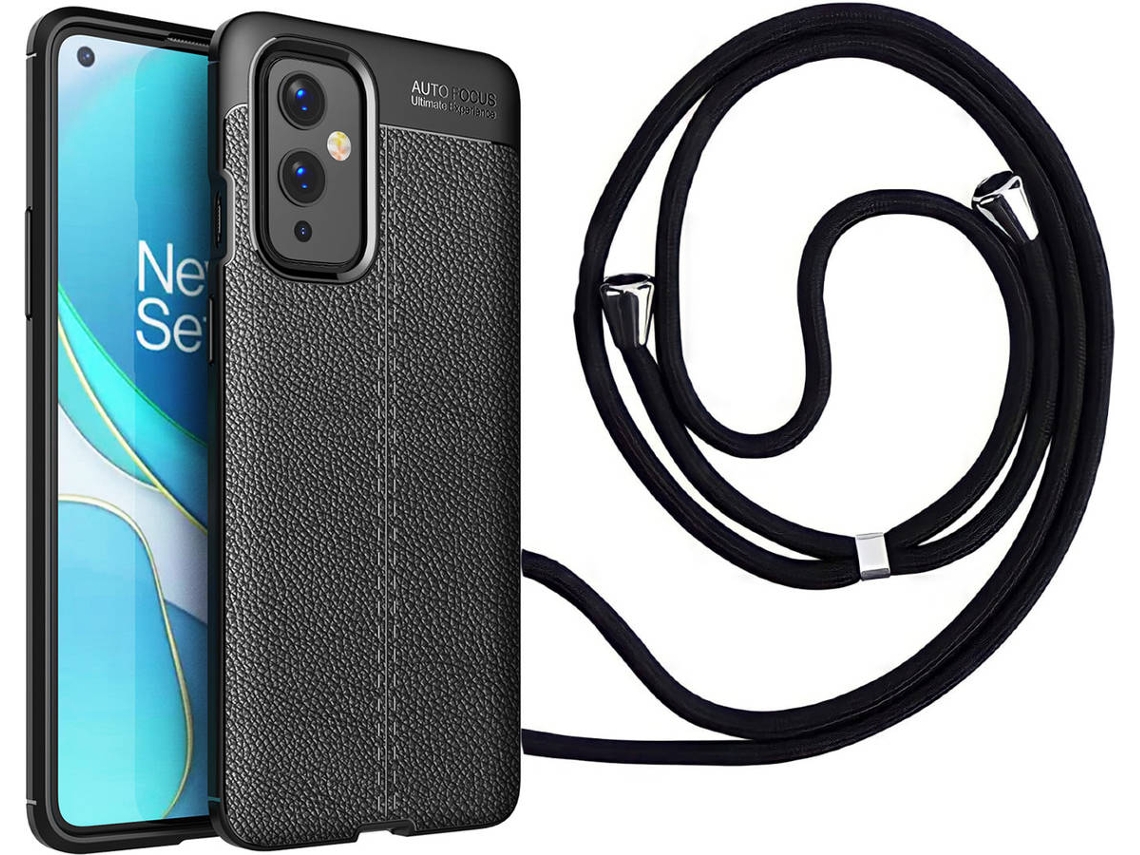 Capa Oneplus 9 Rugged Leather com Fita Preto