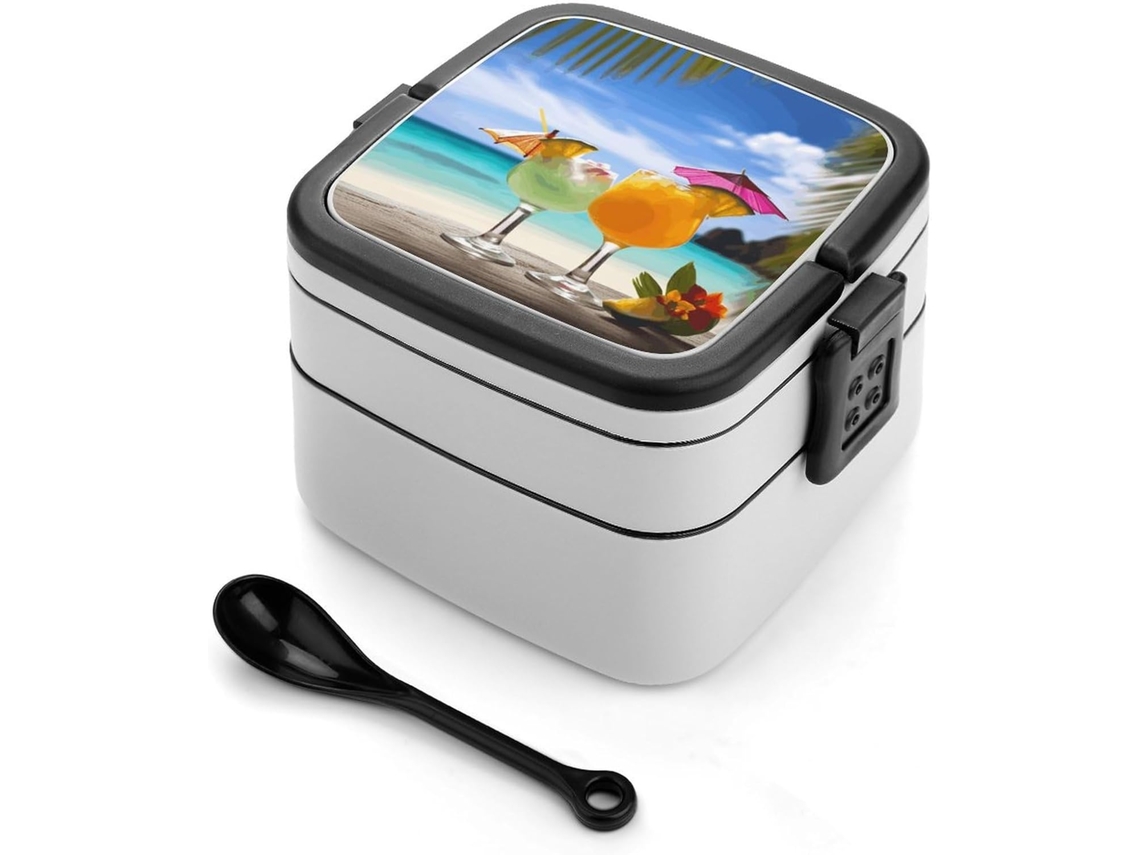 Marmita Bento De Camada Dupla, 1 Litro, À Prova De Vazamentos, Com Colher, Recipiente Para Alimentos Tropicais Adultos