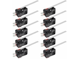 Rebe 10interruptores Micro Limitador de Palanca Bisagra Spdt 1no 1nc Momentáneo 3 Pines 15a 250v para Equipos Electrónicos Y Máquinas Automáticas