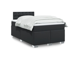Vidaxl Cama Com Molas/colchão 120x200 Cm Couro Artificial Preto