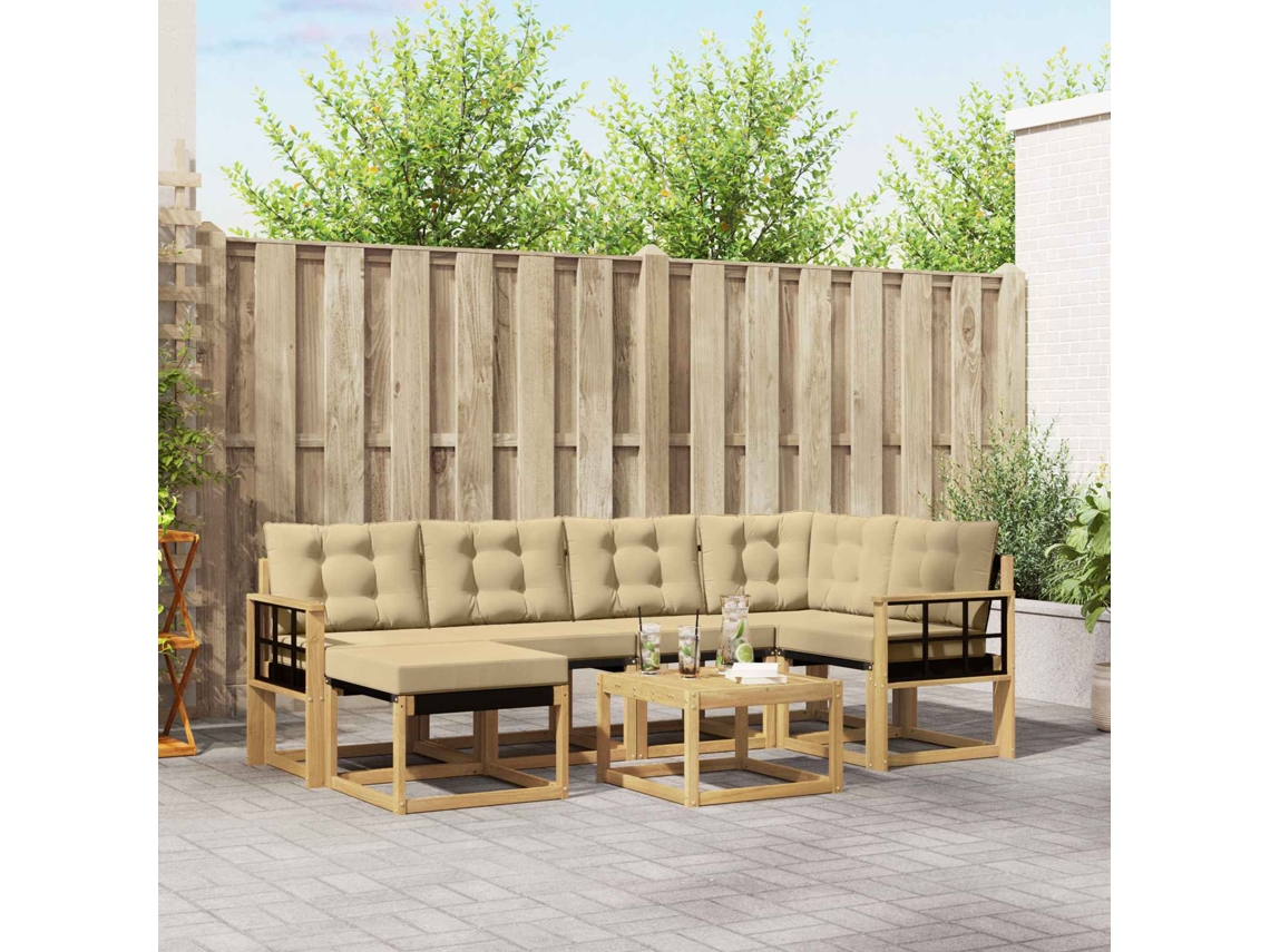Vidaxl Conjunto De Sofás Para Exterior 7 Pcs Branco E Bege
