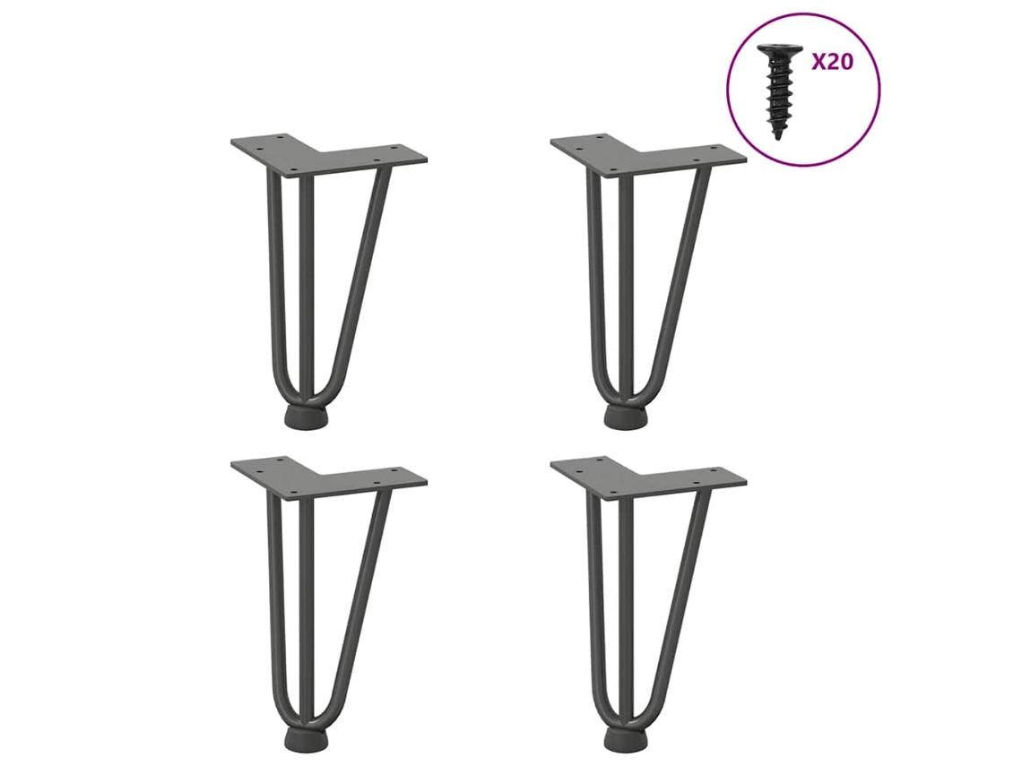 Vidaxl Pernas De Grampo Para Mesa De Centro 4 Peças Antracite 20 Cm Aço Maciço