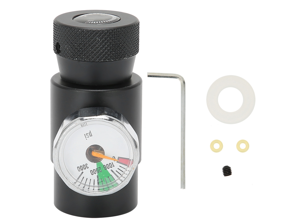 Válvula Adaptadora de Recarga de Co2 com Manômetro 3000 Psi Cabeça Macho 8mm Preto para Soda