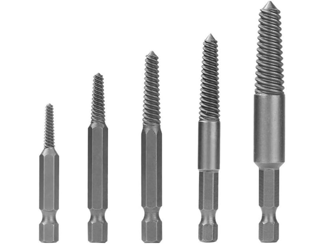 Conjunto De 5 Extratores Parafusos Sextavados Em Aço Carbono, Adequados Para Remover