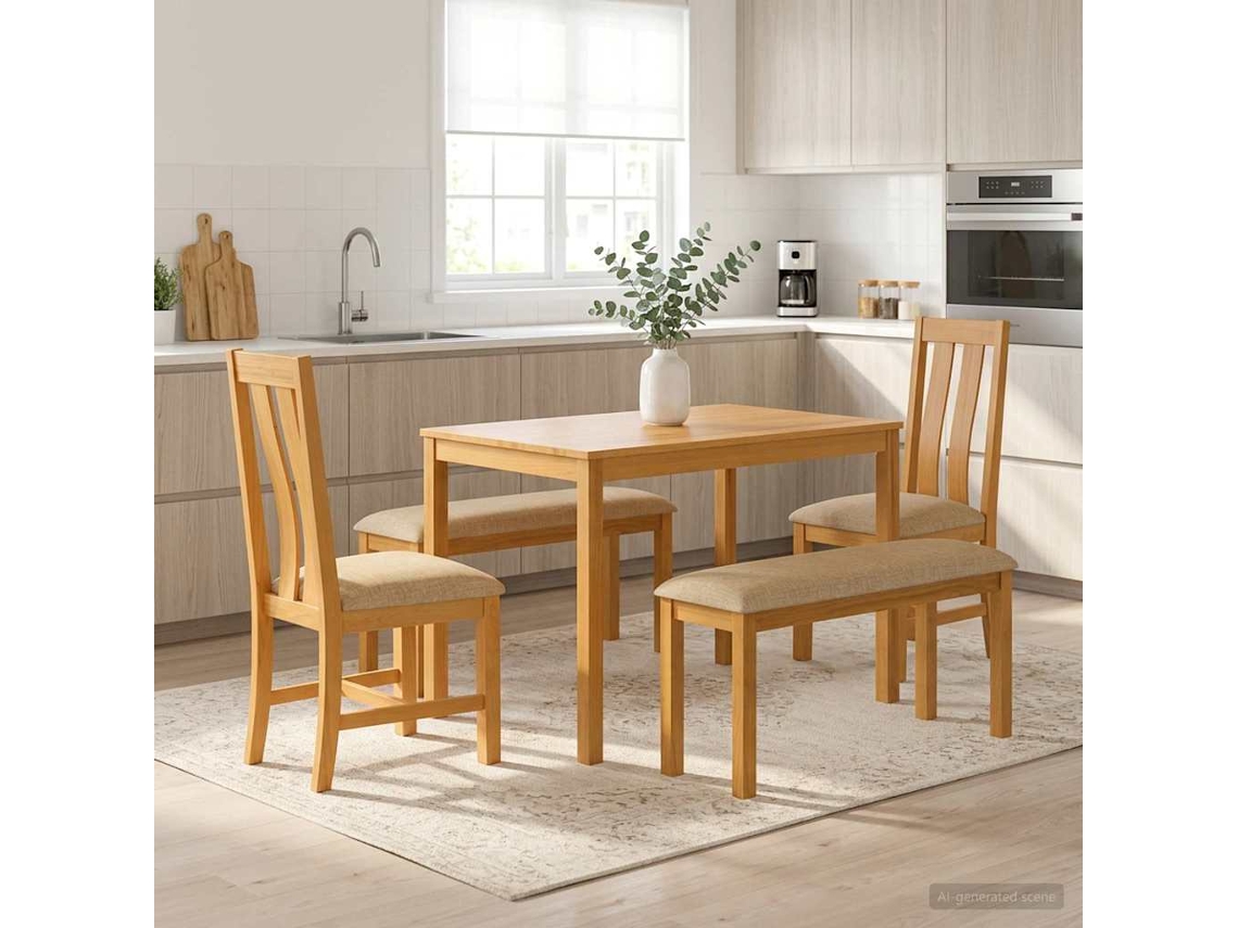 Vidaxl Conjunto De Sala De Jantar 5 Unid. Bege