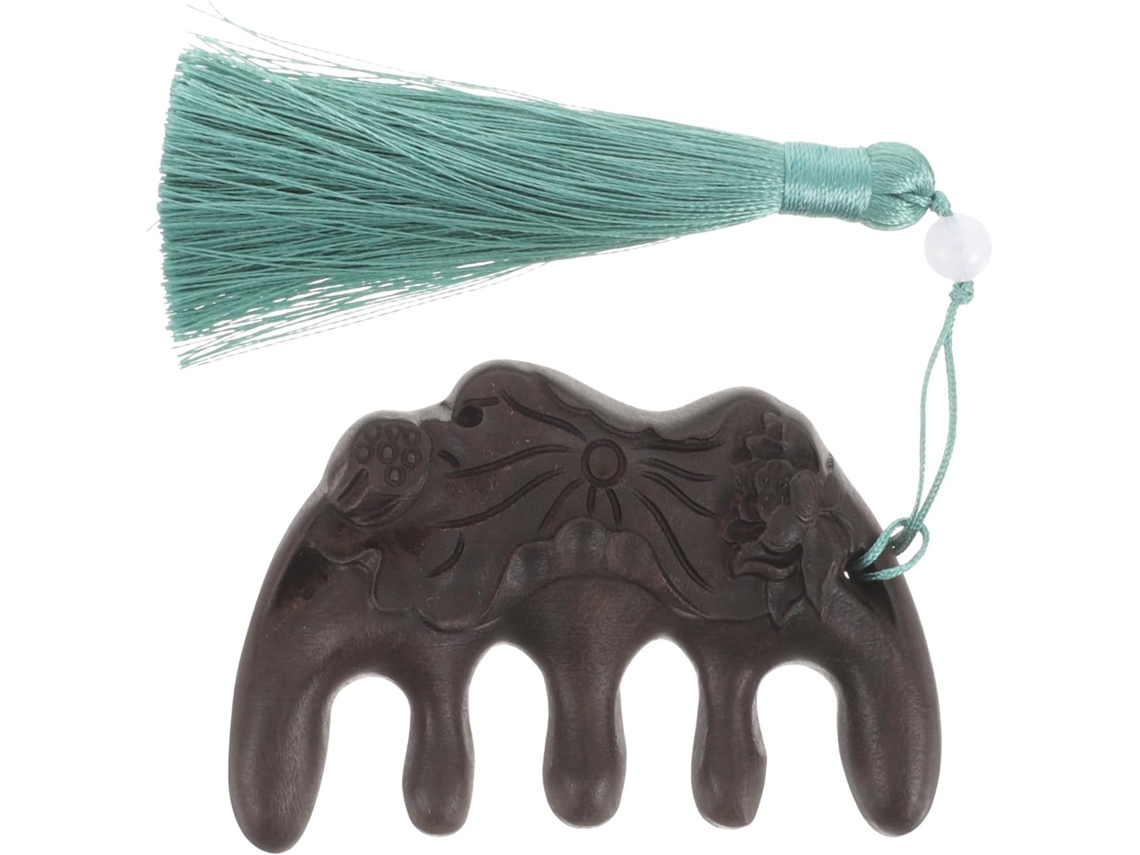 Pente De Massagem Portátil Antiestático De Sândalo Com Dentes Largos Para Cuidados Com Os Dentes.