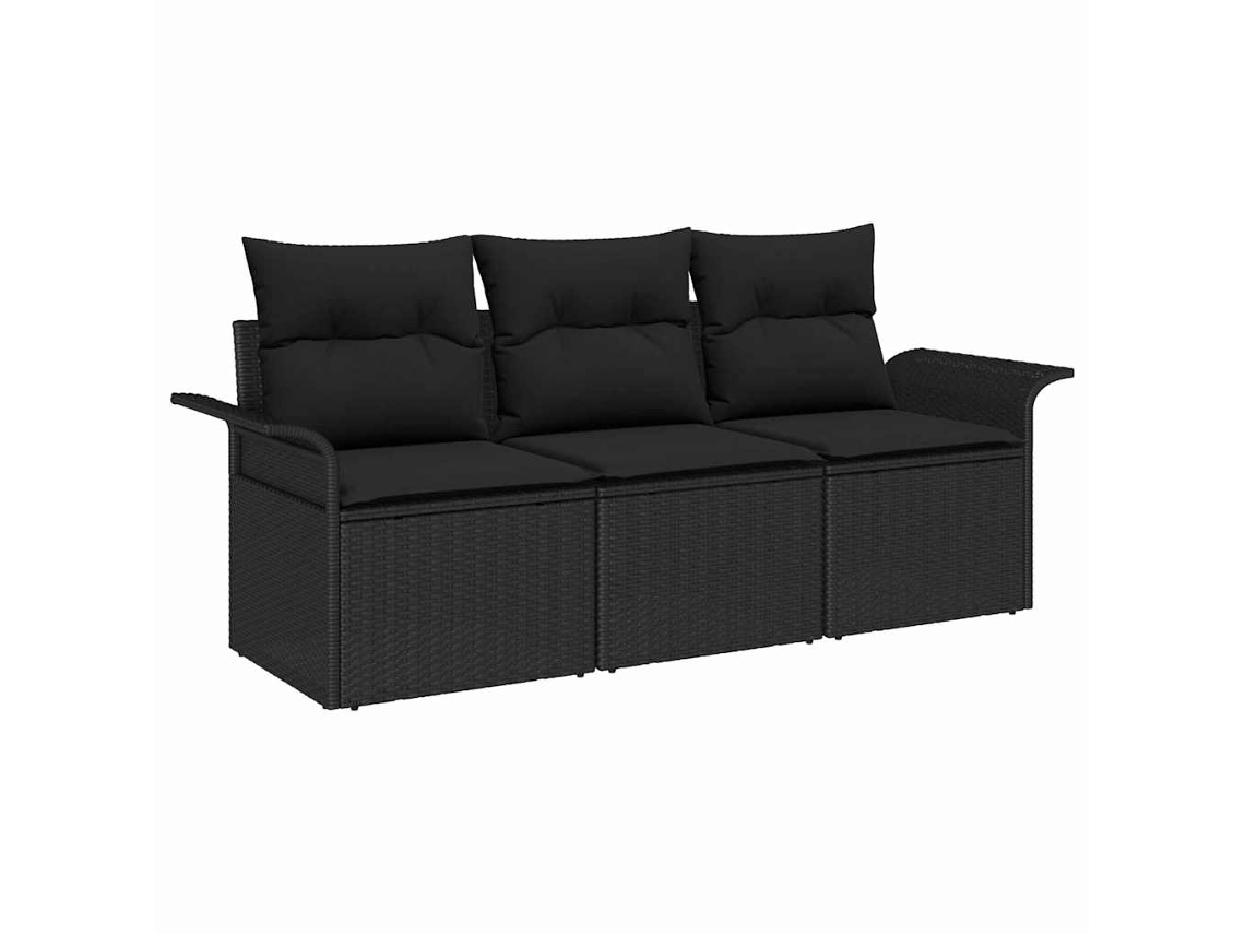 Maison Exclusive - Conjunto De Sofás Com Almofada 3 Pcs Preto Vime Pe