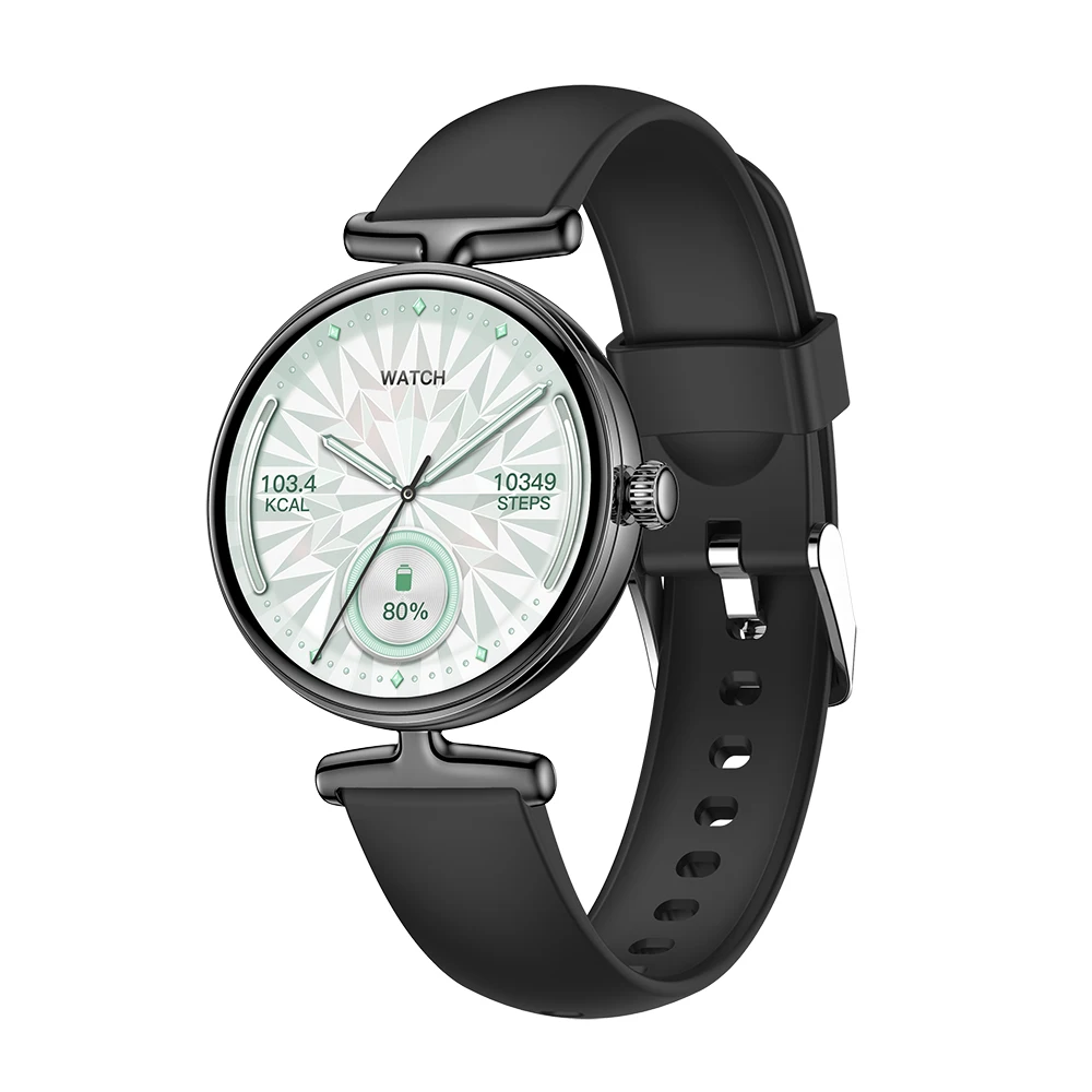 Smartwatch (silicone Preto) Com Chamadas Bluetooth E Tela Amoled De 1,19 Polegadas.