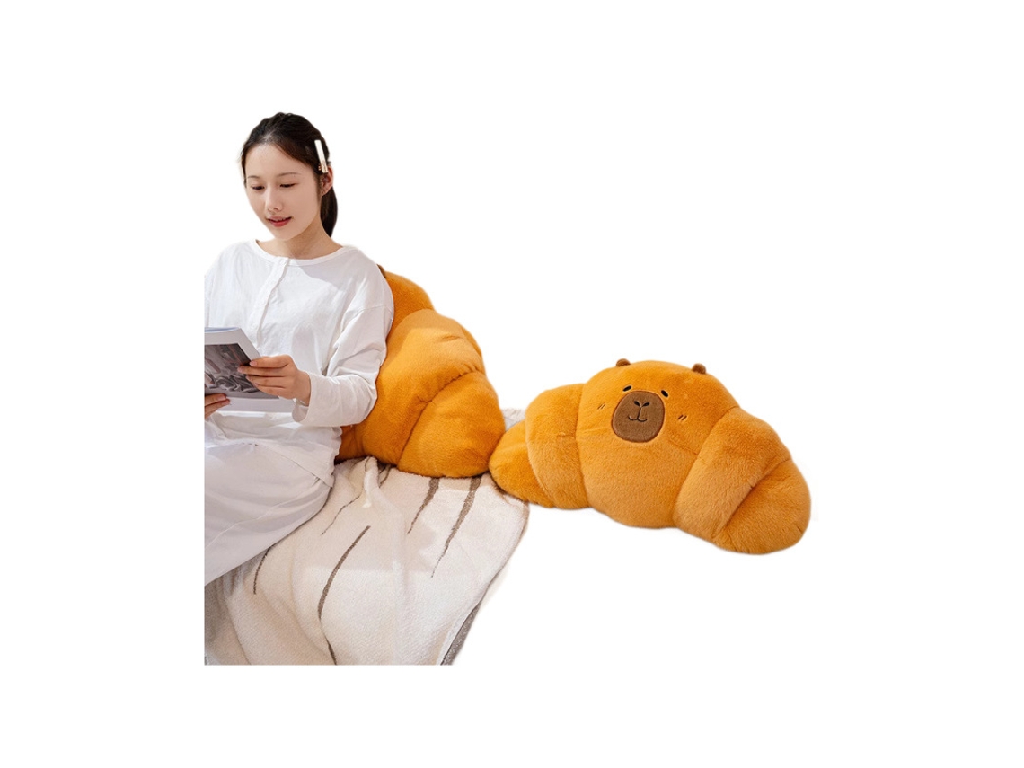 Almofada de Pelúcia Capivara em Forma de Croissant Apoio Lombar e Descanso Cor da Imagem CHABERLU