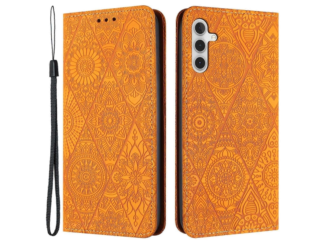 Capa Magnética De Couro Sintético Com Impressão Digital Para Samsung Galaxy A35 5g