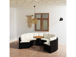 Vidaxl 7 Pcs Conjunto Sofás De Jardim C/ Almofadões Vime Pe Preto