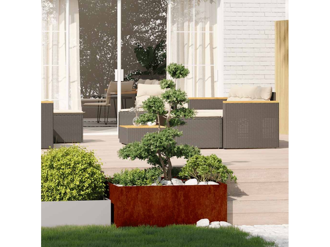 Vidaxl Floreira Enferrujada 100x100x40 Cm Aço Resistente