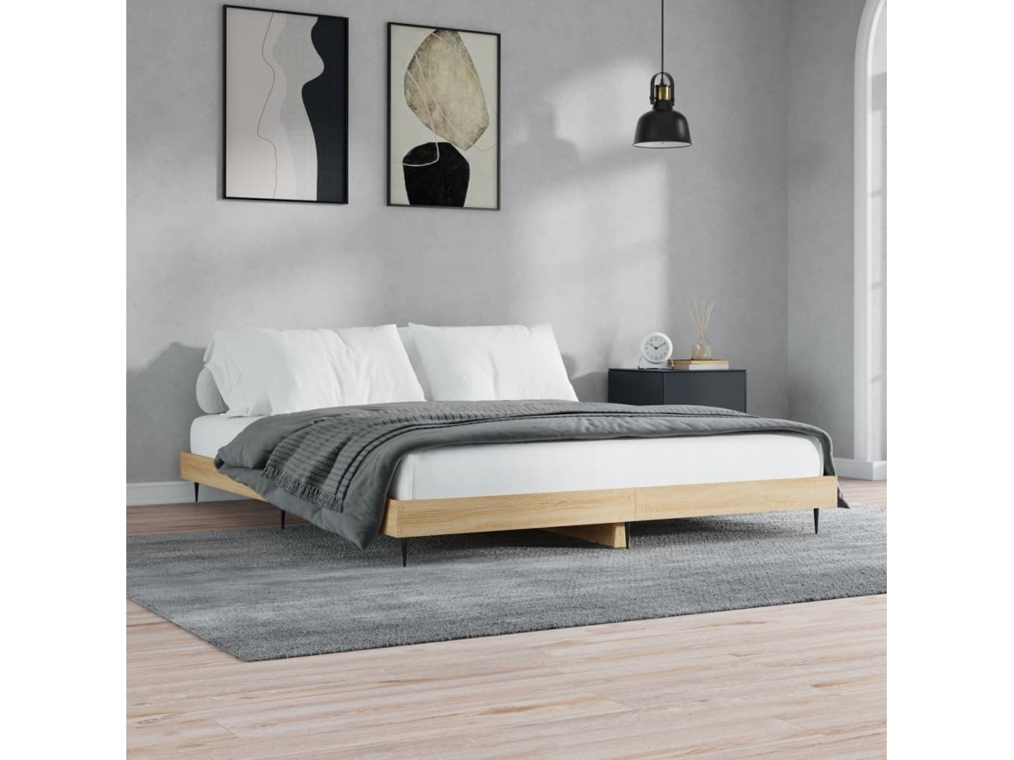 Estrutura De Cama Sem Colchão 200x200 Cm Carvalho Sonoma