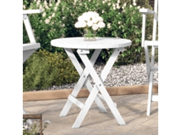 Mesa De Jardim Dobrãvel Ã˜ 46 Cm Madeira De Acãcia Maciã§a Branco DKD HOME DECOR
