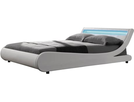 Cama HABITAT ET JARDIN LED Natacha  Branco (160x200 cm - PVC e PU)