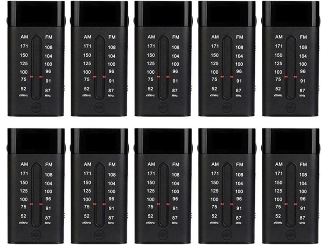 Rádio Portátil Tr107 Retekess 10pcs, Mini Pocket Portable Fm Am Suporte Estéreo Do Pointeur Bbs Mega Bass, Com Fones De Ouvido Para Corrida