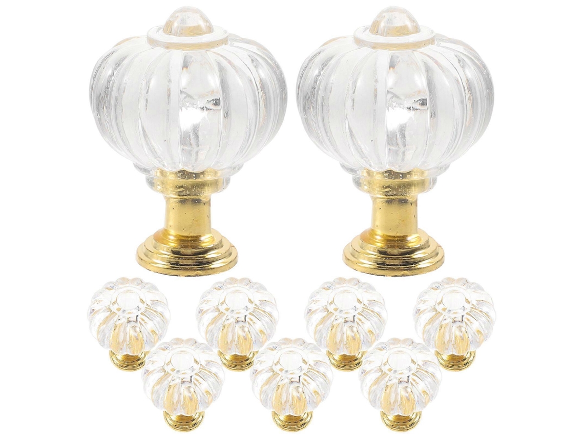 10 manípulos de porta de acrílico para móveis, com botão de cristal, dourado, 3,5x2,5x2,5cm, ouro