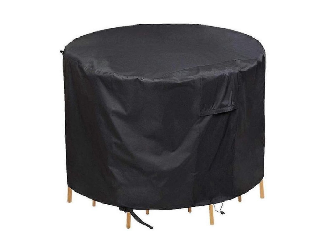 Capa de Mesa Redonda para Jardim para 4 6 Lugares em Poliéster com Pvc, Preta, Resistente À Água e Uv
