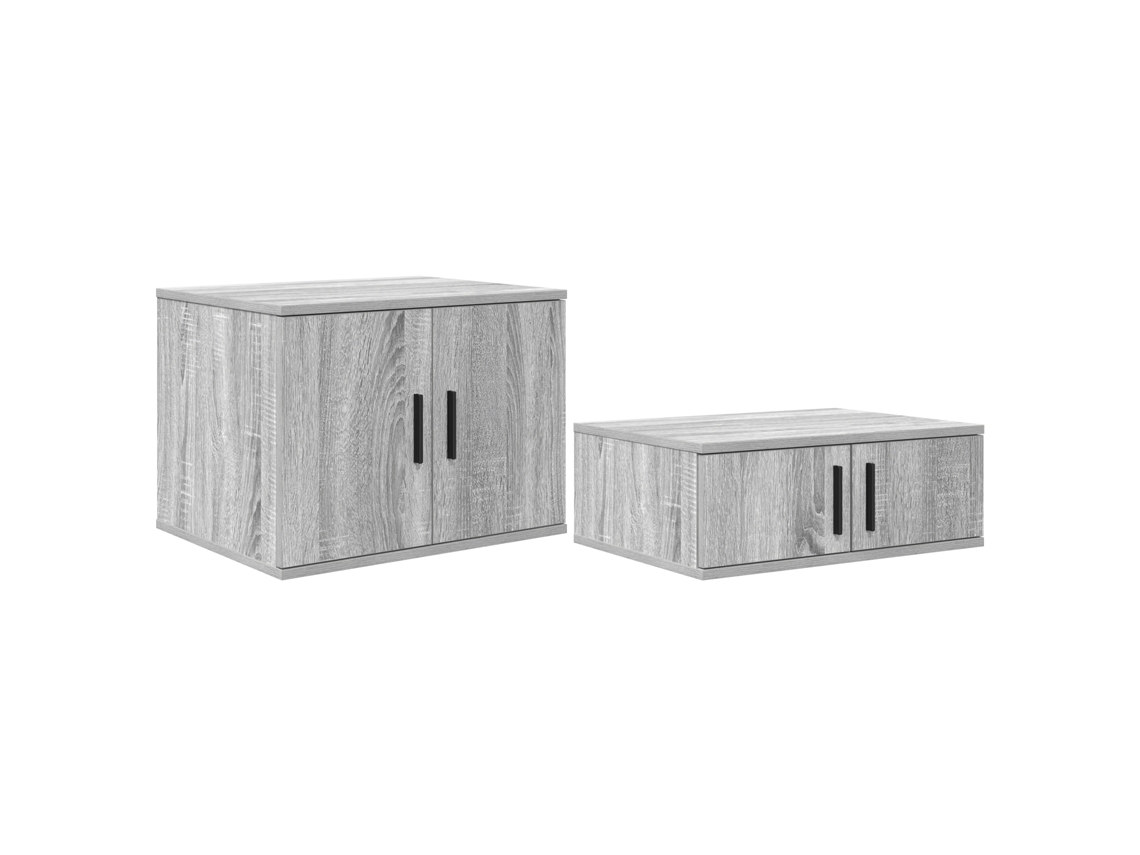 Conjunto 2 Armário De Arrumação Vidaxl Cinzento Derivados De Madeira (118 X 41 X 40 Cm)