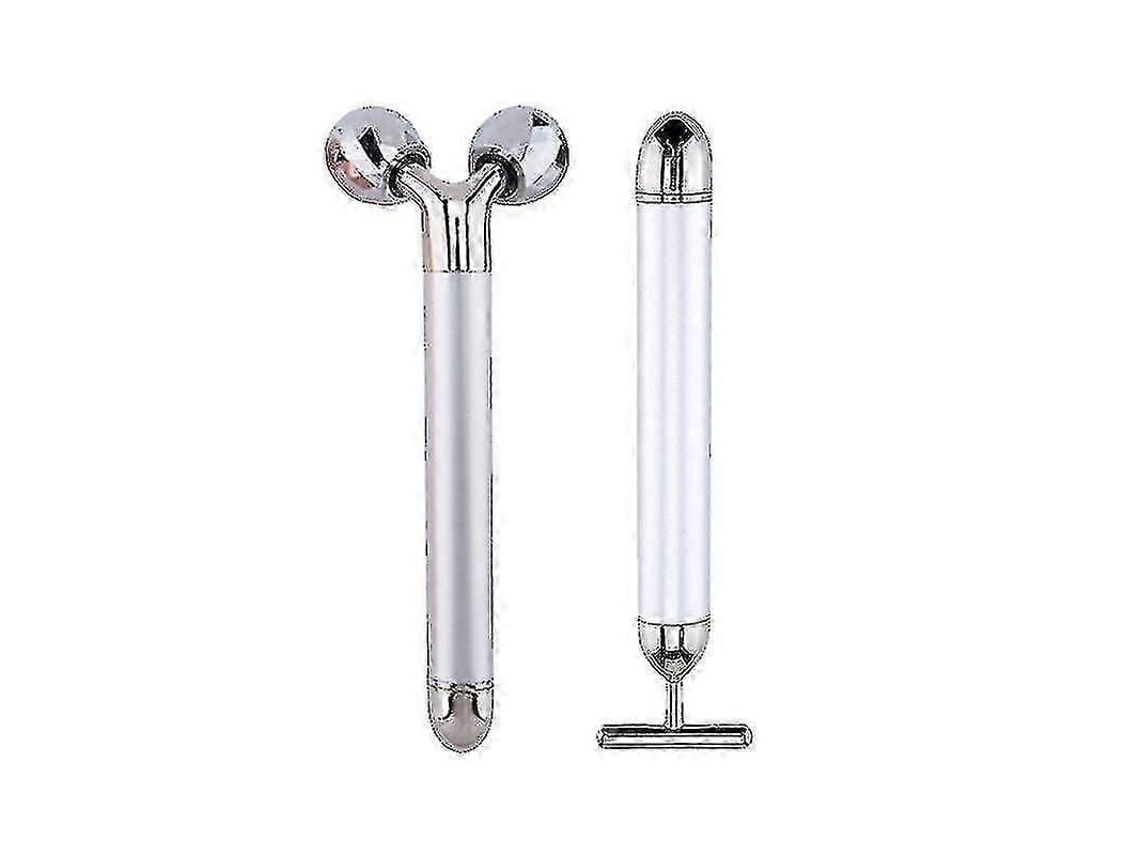 Massageador Facial Elétrico 3d com Rolos e Pulsos Dourados GOKOCO (1 Conjunto, Prata)
