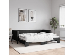 Vidaxl Sofá-cama Com Gavetão 90x200 Cm Tecido Preto