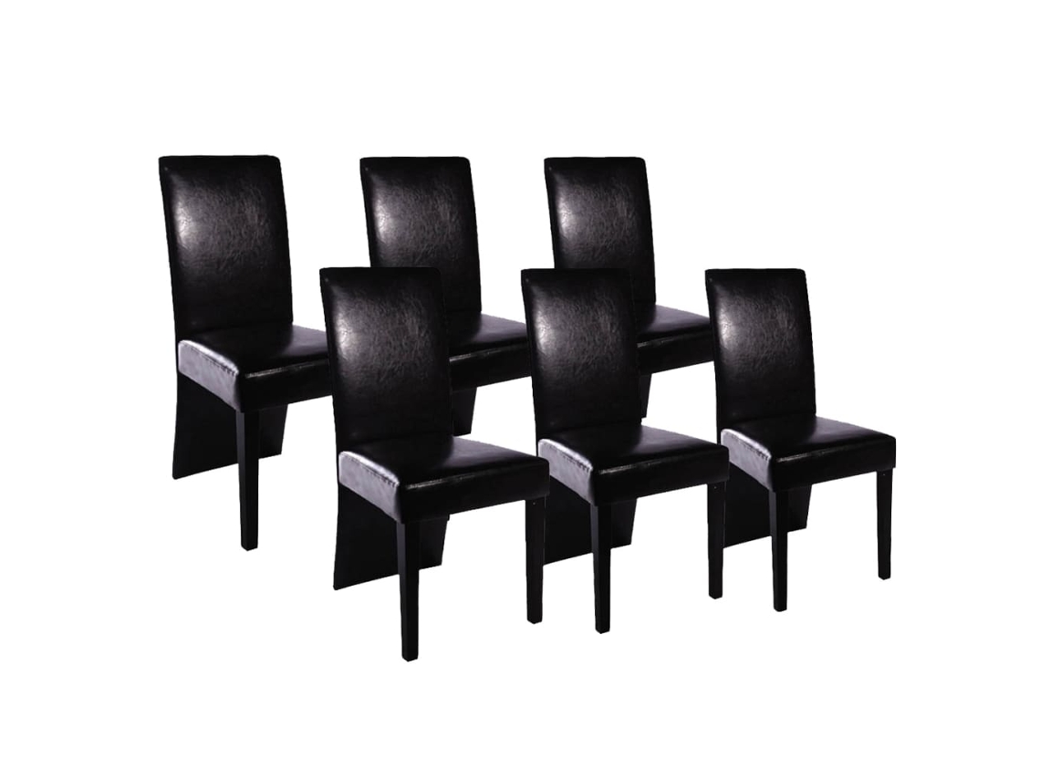 Vidaxl Cadeiras De Jantar 6 Pcs Couro Artificial Preto