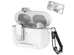 Capa Para Fones De Ouvido Sem Fio Airpods Pro Com Textura De Couro, Com Gancho E Suporte.