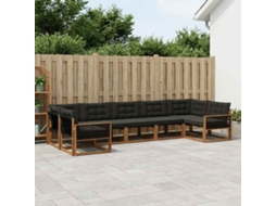 Vidaxl Conjunto De Sofás Para Exterior 7 Unid. Natural E Preto