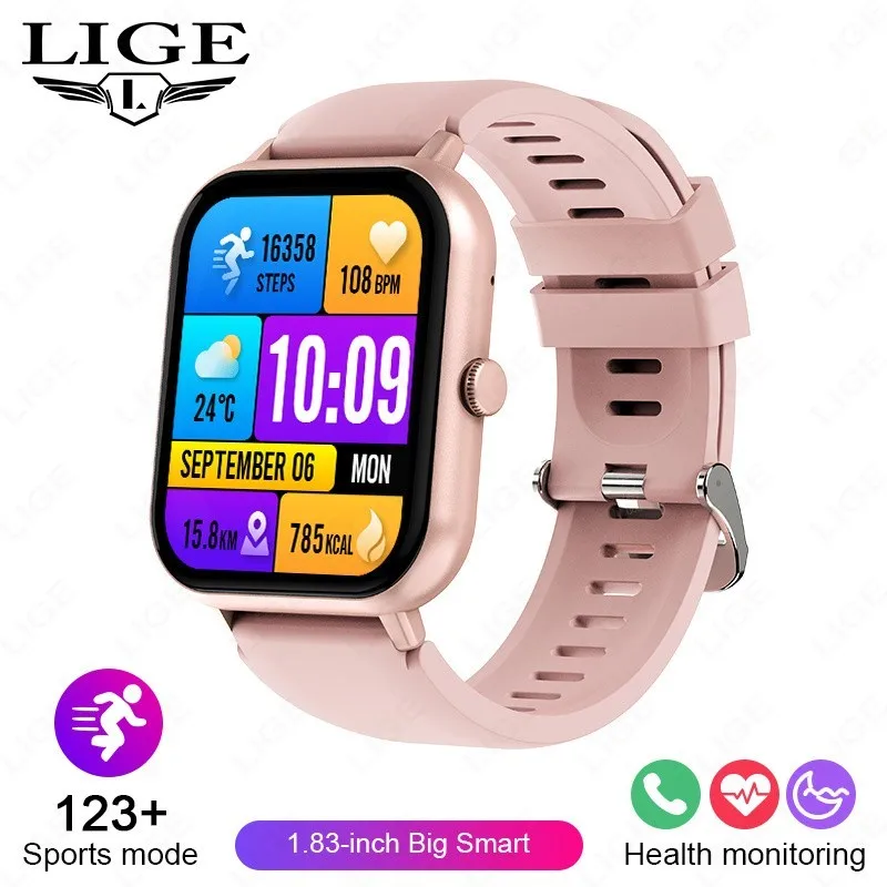 Smartwatch Gps (rosa Silicone) Com Tela De 1,83 Polegadas, Mais De 100 Modos Esportivos E Chamadas Bluetooth.