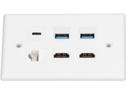 Placa de Parede de 6 Portas com Interface Multimídia Hd, Usb 3.0 Tipo c, Cat6 e Ethernet. SFUSHOS