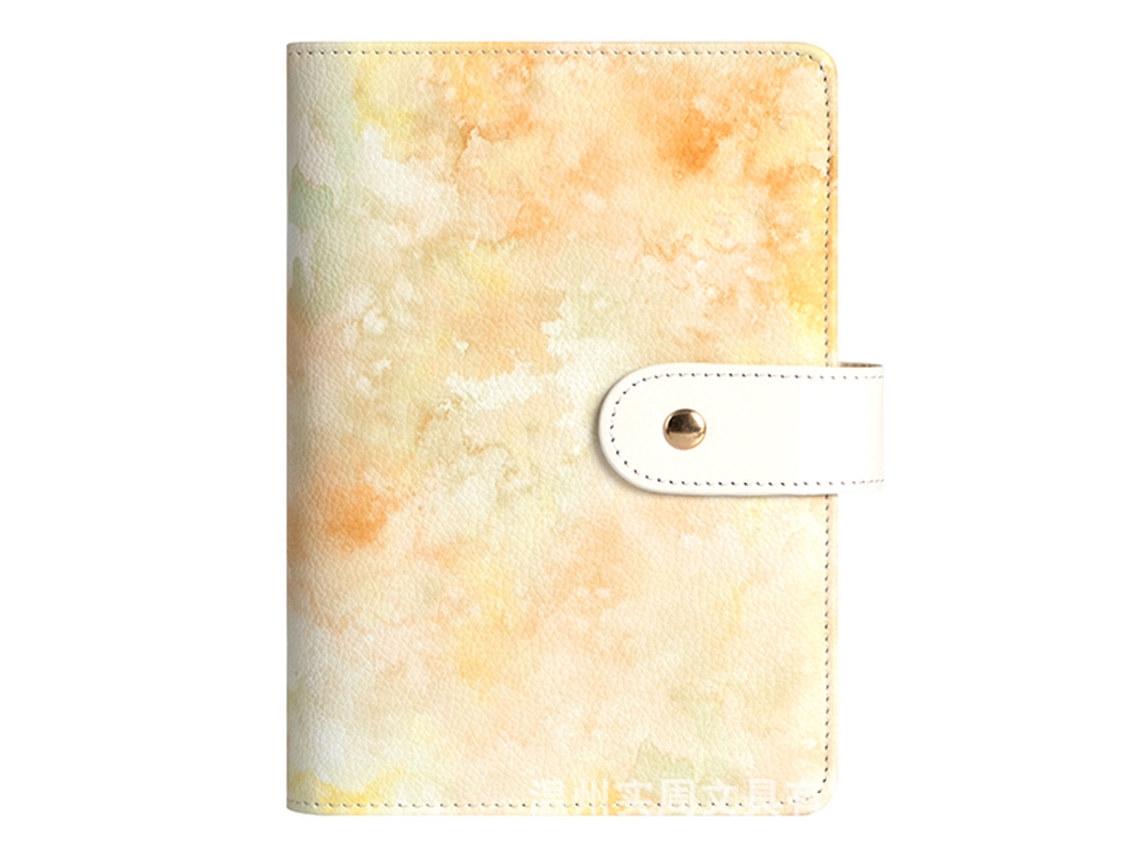 A6 Refillable Ring Binder Notebook With 12-zipper Pockets, Pu Faux Leather Cash Budget Planner, Tie Dye Yellow Cover