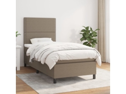 Cama Com Molas/colchão 90x200 Cm Tecido Castanho-acinzentado