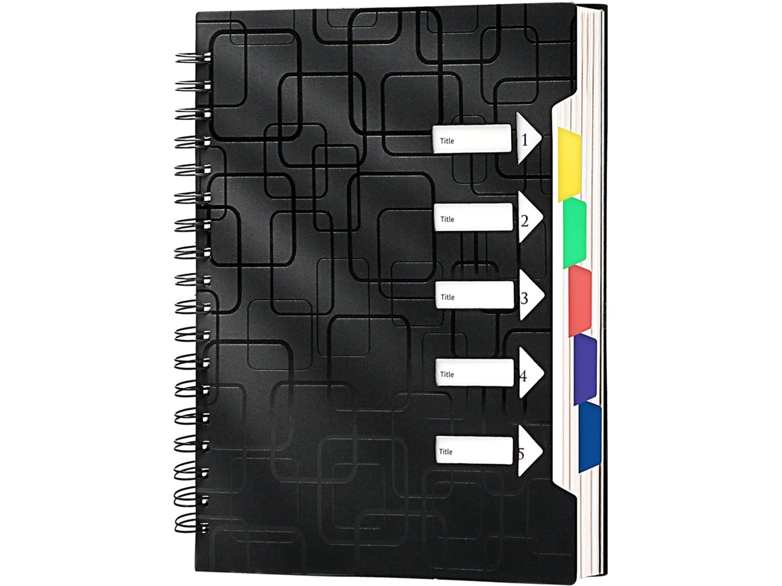 Caderno com 5 Tópicos para Trabalho, 120 Páginas, Pautado com Divisórias, Tamanho A5 BRILVIBERA