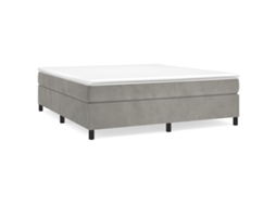 Cama com Molas e Colchão Veludo Cinzento Claro MAISON EXCLUSIVE (160x200 cm)