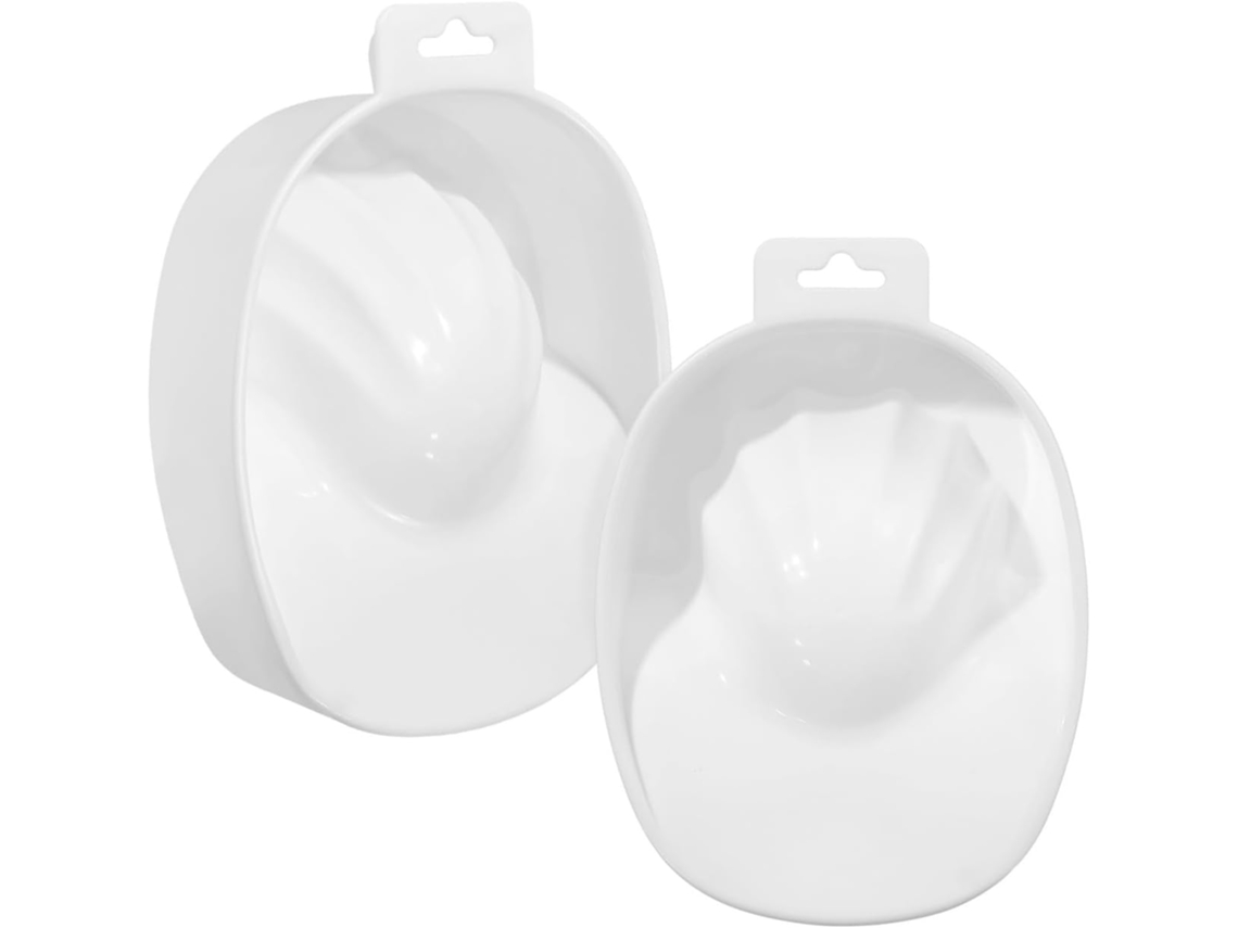 Tigela Retangular de Plástico Branco Para Manicure, Ideal Para Imersão Das Unhas.