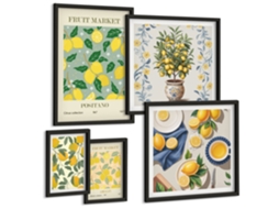 Conjunto De Pinturas Cítricos Frutas Frescas Padrões Espelharte (5 Peças)