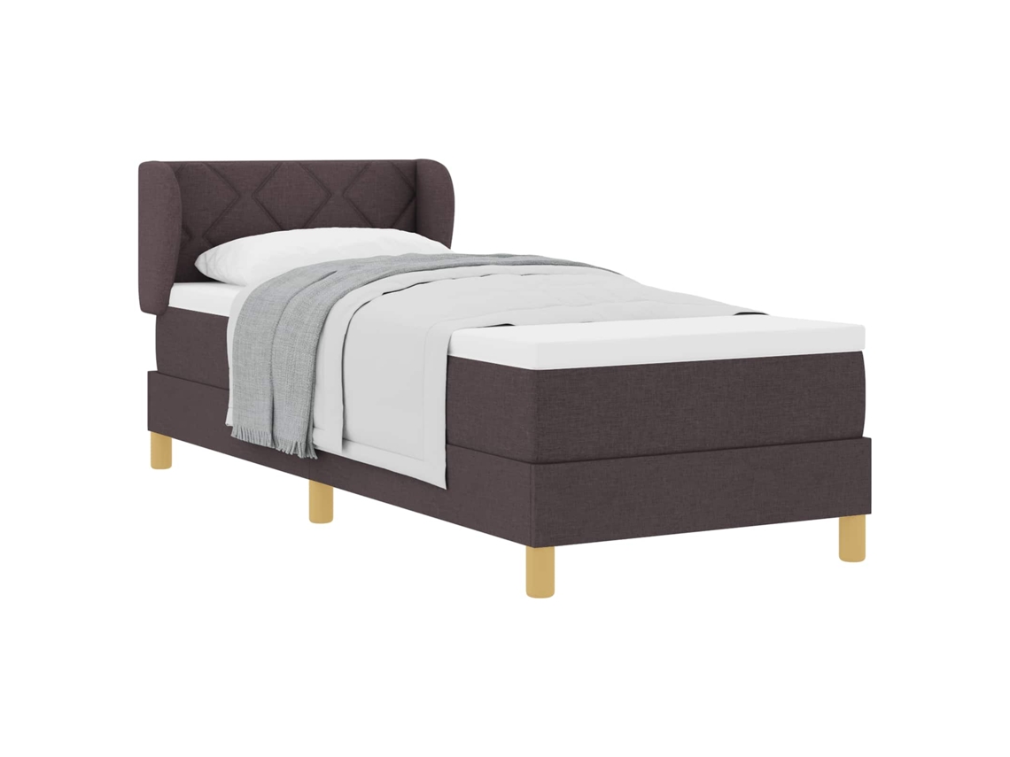 Cama Box com Cabeceira Marrom Escuro 80x200 cm Tecido MAISON EXCLUSIVE