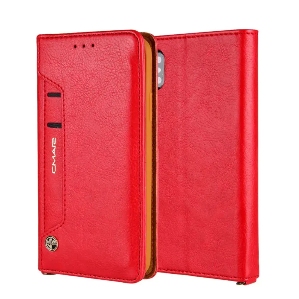 Capa Para Celular Com Carteira Magnética Dobrável (vermelha, Iphone 11 Pro Max), Resistente A Quedas E À Prova De Quedas.