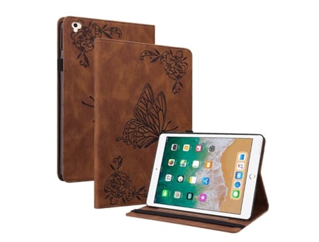 Capa De Couro Com Estampa De Flor De Borboleta Para Ipad 9,7 Polegadas 2017/2018 Facpoet