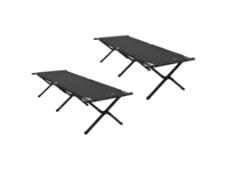 Conjunto 2 Cama Dobrável Vidaxl Preto Oxford (193 X 69 X 45 Cm)
