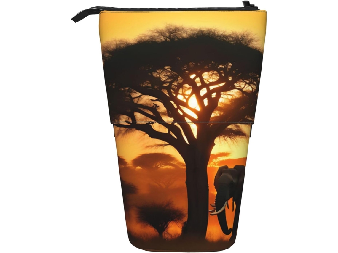 Case Trousse Crayons Télescopique African Elephant Print Légère Boite Crayon Durable Peil Télescopique