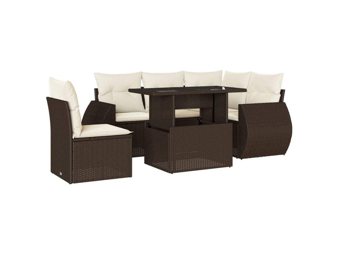Conjunto de 6 Sofás Jardim com Almofadões Vime Pe Castanho MAISON EXCLUSIVE (80x200 cm)