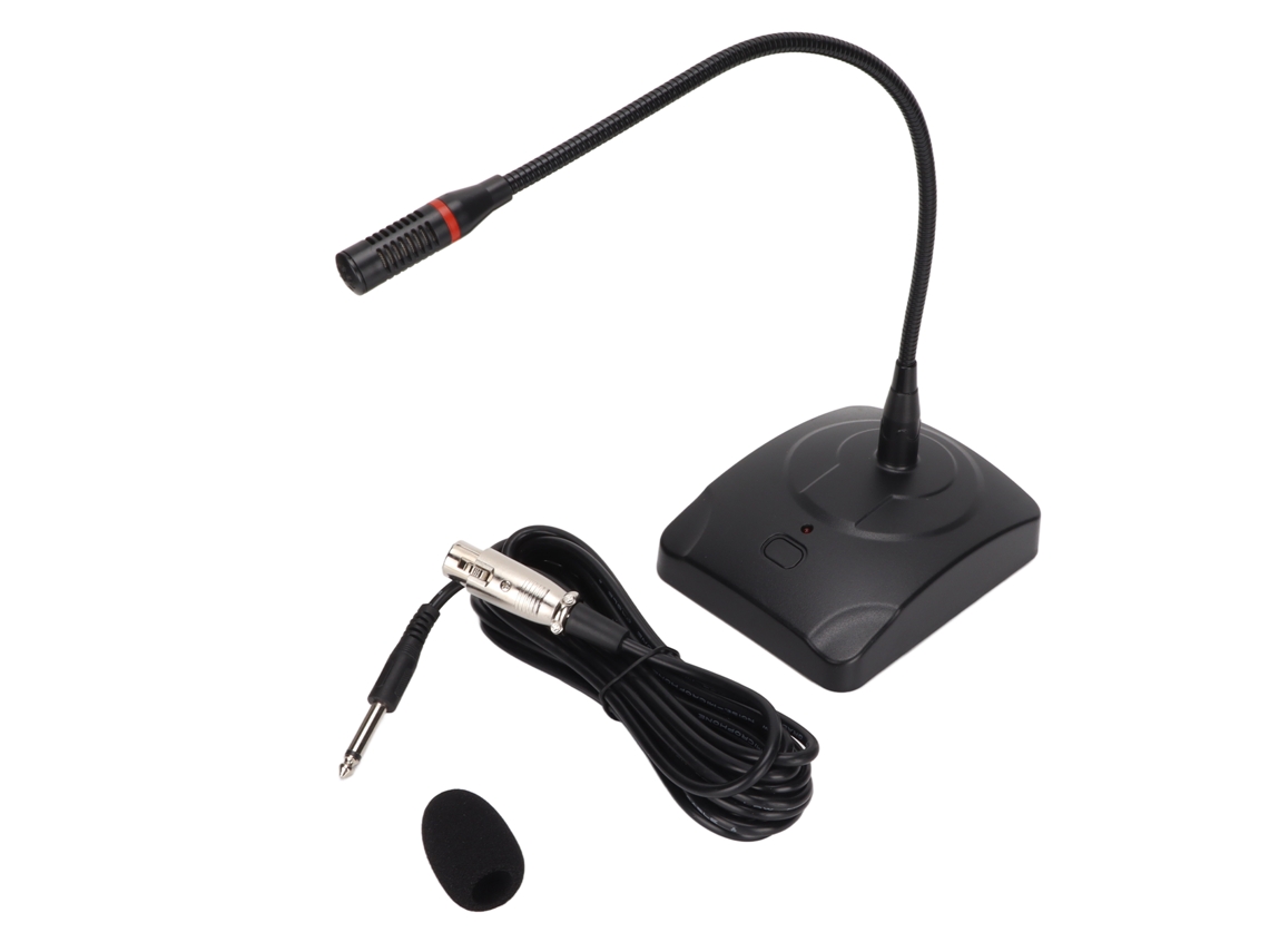 Microfone de Pescoço de Cisne Desktop 6.35mm com Luz para Conferências Gravação Transmissão