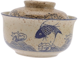 Tigela De Cerâmica De 16,5 Cm (6,5 Polegadas) Estilo Japonês Para Macarrão, Com Tampa