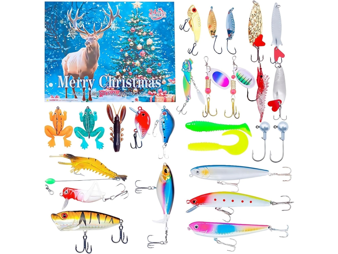 Calendário De Contagem Regressiva Para Pesca 2025| De 24 Dias O Natal Com Iscas Homens| Kit De Festivo