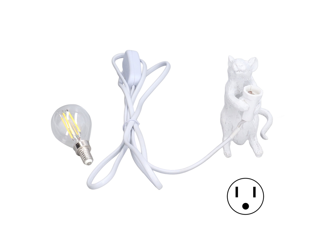 Lâmpada de Rato de Resina Moderna, Iluminação Suave, Quarto, Mesa, Decorativa, Branco