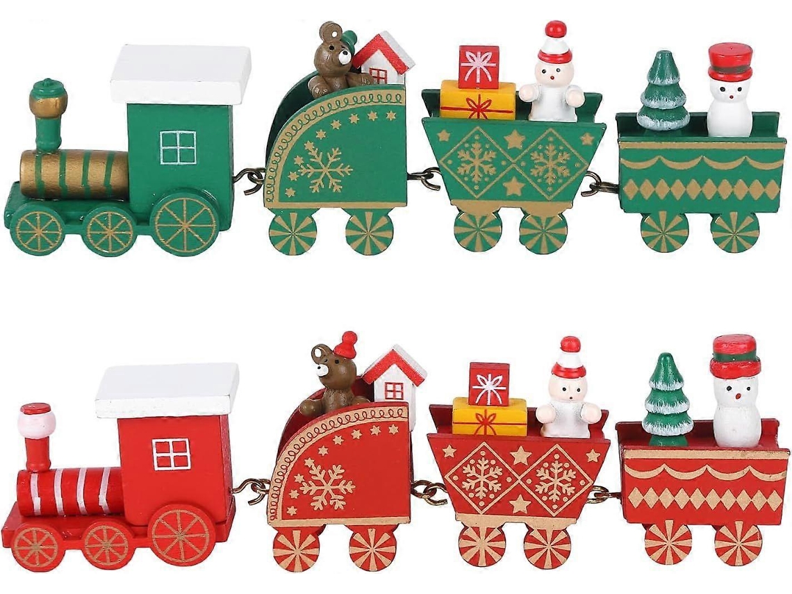 Conjunto De Comboio De Natal Em Madeira Com 3 Carruagens