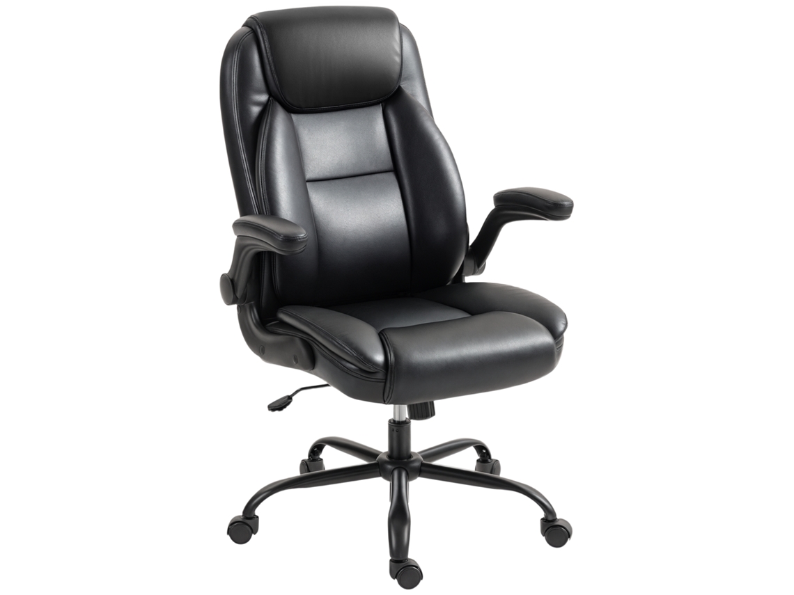 Cadeira De Escritório Com Apoios De Braço Retráteis, Ergonômica Com Função Balanço, Na Cor Preta