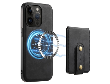 Suporte Casa Para Iphone 14 Pro Denior Pele Sintética Magnética Preto